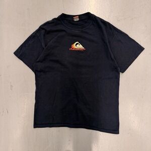 Quiksilver Mens Graphic T-Shirt Navy Blue Short Sleeve Logo Crew Neck Large